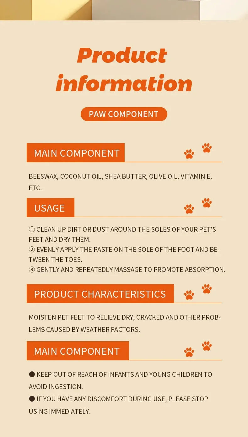 Pet Paw Balm for Dogs & Cats Moisturizing Paw Cream Dry Skin Care