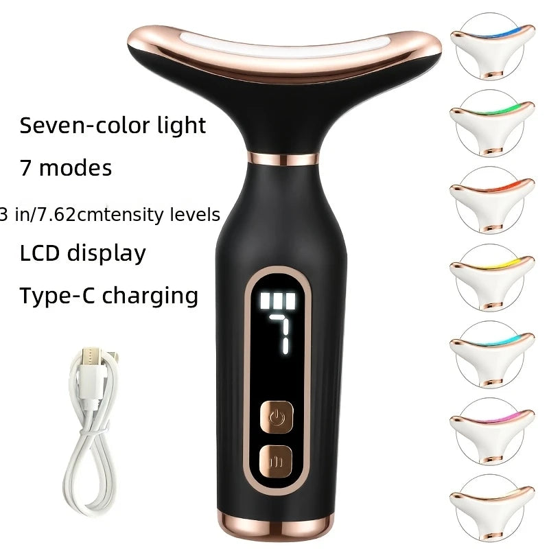 7 Color LED EMS Face & Neck Massager LCD Beauty Skin Care Device
