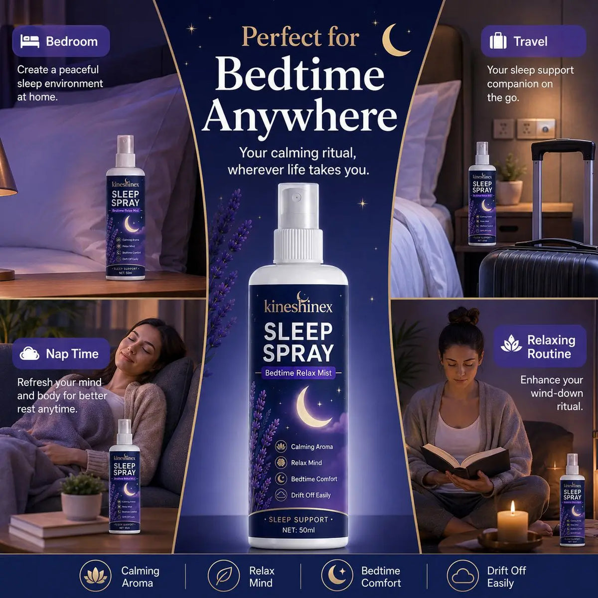 Sleep Spray Bedtime Relaxation Pillow & Room Mist Calming Aroma