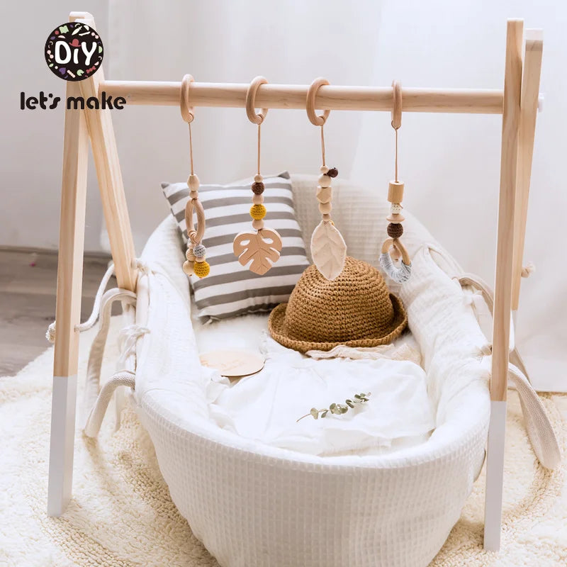 Wooden Baby Play Gym Toys Nordic Nursery Sensory Toys Infant Gift
