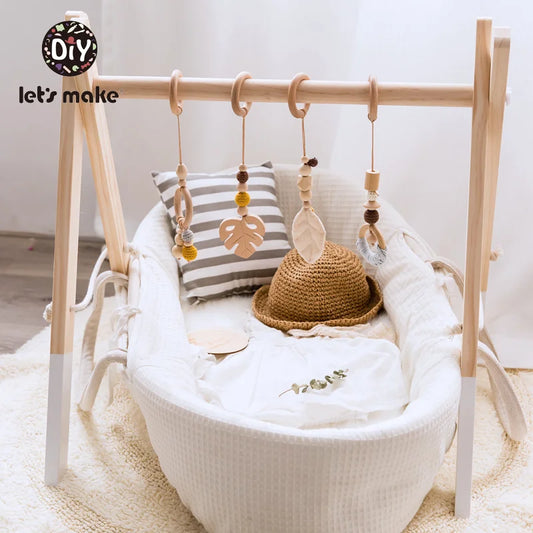 Wooden Baby Play Gym Toys Nordic Nursery Sensory Toys Infant Gift