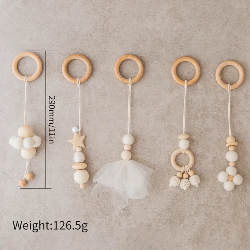 Wooden Baby Play Gym Toys Nordic Nursery Sensory Toys Infant Gift