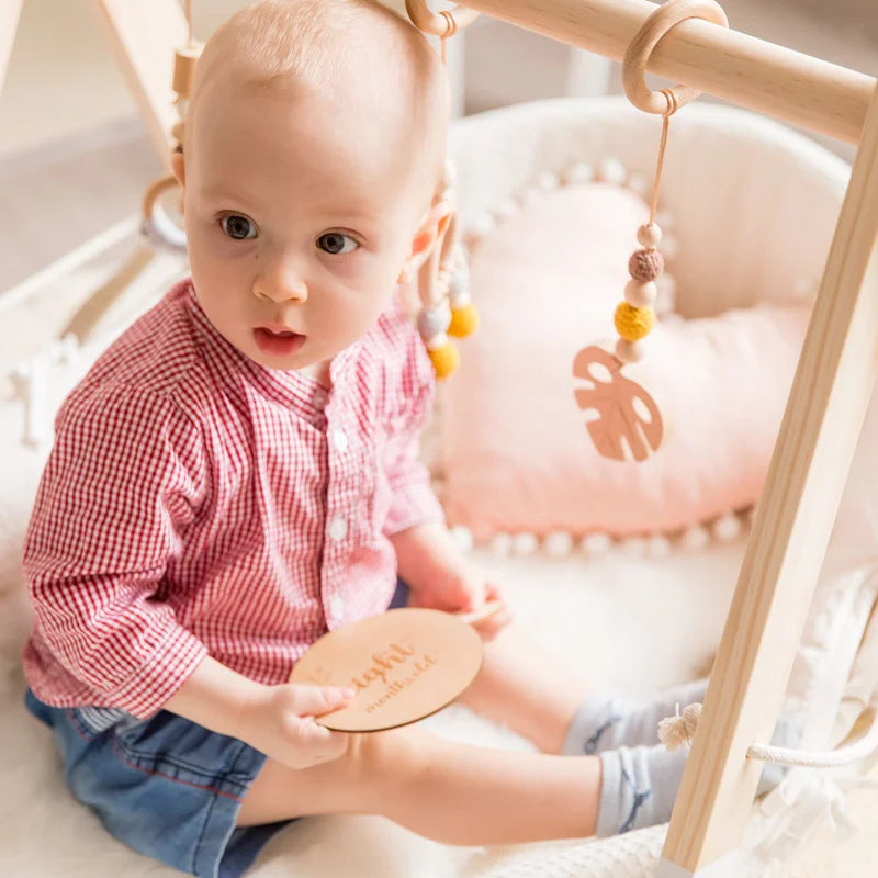 Wooden Baby Play Gym Toys Nordic Nursery Sensory Toys Infant Gift