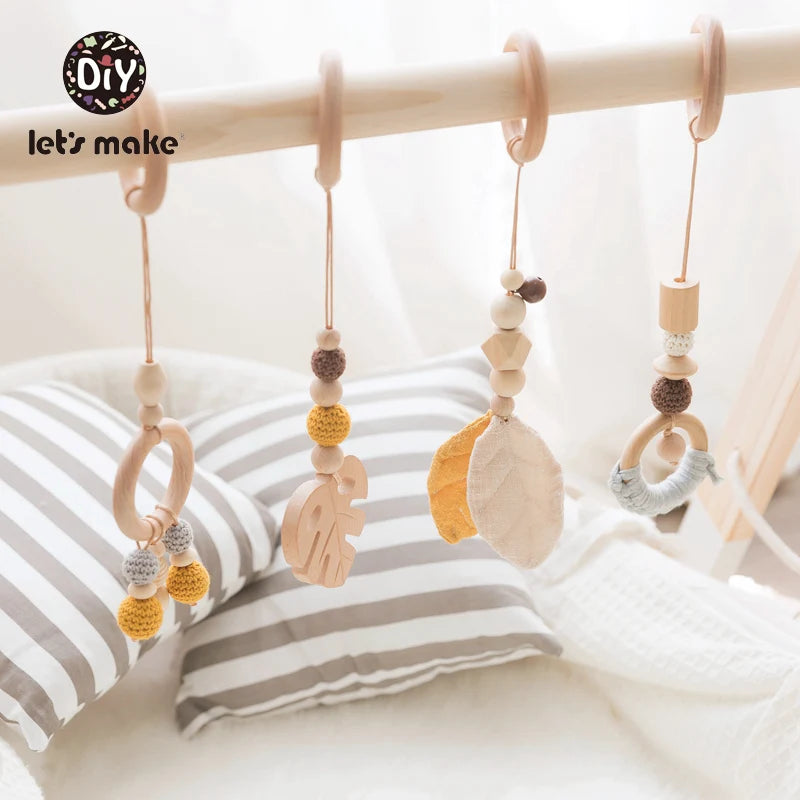 Wooden Baby Play Gym Toys Nordic Nursery Sensory Toys Infant Gift