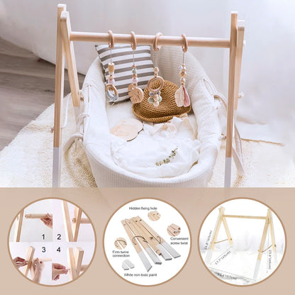 Wooden Baby Play Gym Toys Nordic Nursery Sensory Toys Infant Gift
