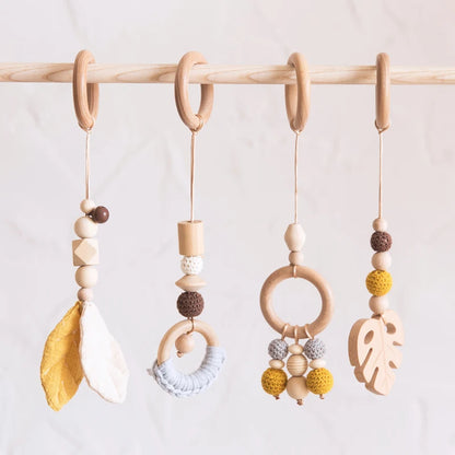 Wooden Baby Play Gym Toys Nordic Nursery Sensory Toys Infant Gift