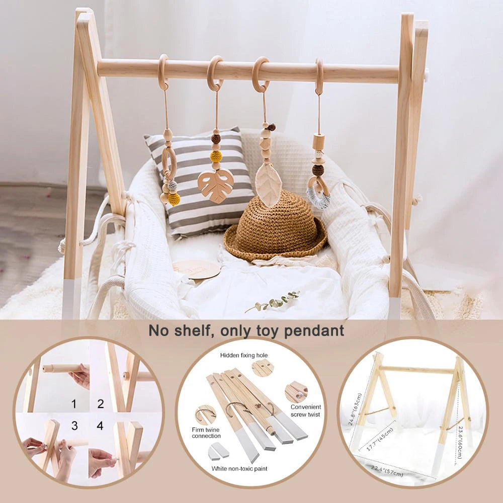 Wooden Baby Play Gym Toys Nordic Nursery Sensory Toys Infant Gift