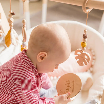 Wooden Baby Play Gym Toys Nordic Nursery Sensory Toys Infant Gift