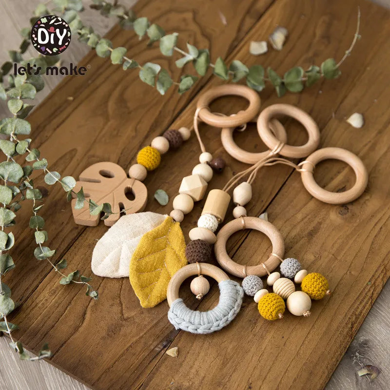 Wooden Baby Play Gym Toys Nordic Nursery Sensory Toys Infant Gift