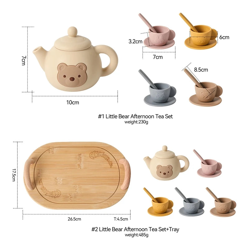 Wooden Tea Set for Kids Pretend Play Tea Party Role Playing Toy