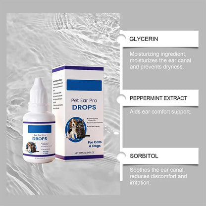 Pet Ear Cleaner Drops for Dogs & Cats Earwax Odor & Itch Care