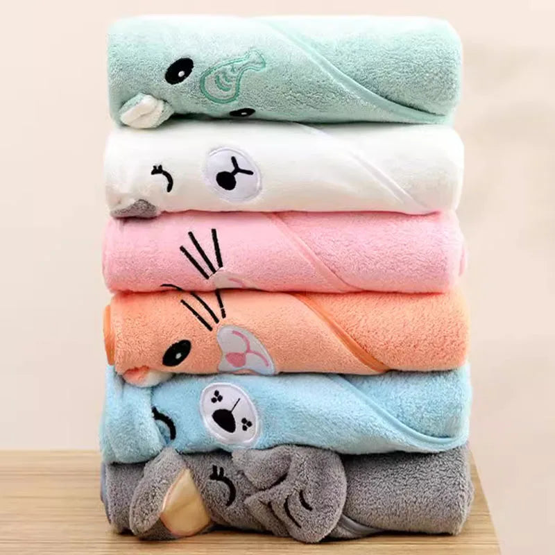 Baby Hooded Bath Towel Soft Absorbent Newborn Swaddle Wrap Blanket