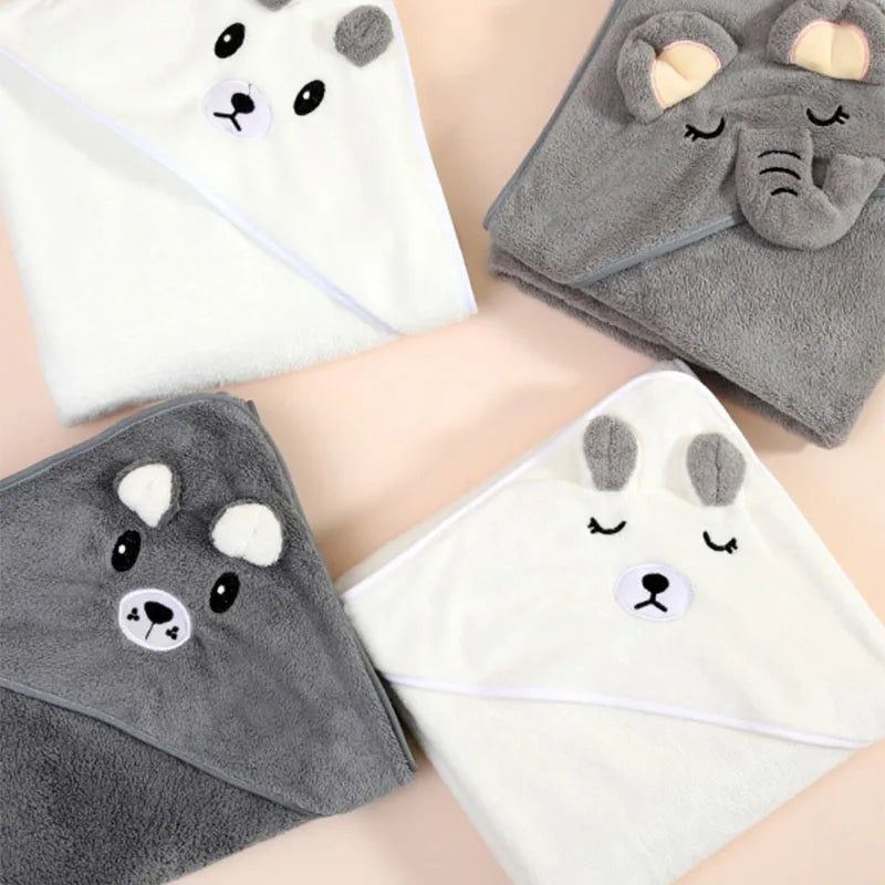 Baby Hooded Bath Towel Soft Absorbent Newborn Swaddle Wrap Blanket