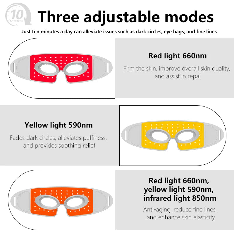 LED Eye Mask Red Light Therapy 3 Modes Under Eye Skin Care