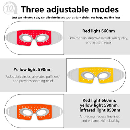 LED Eye Mask Red Light Therapy 3 Modes Under Eye Skin Care