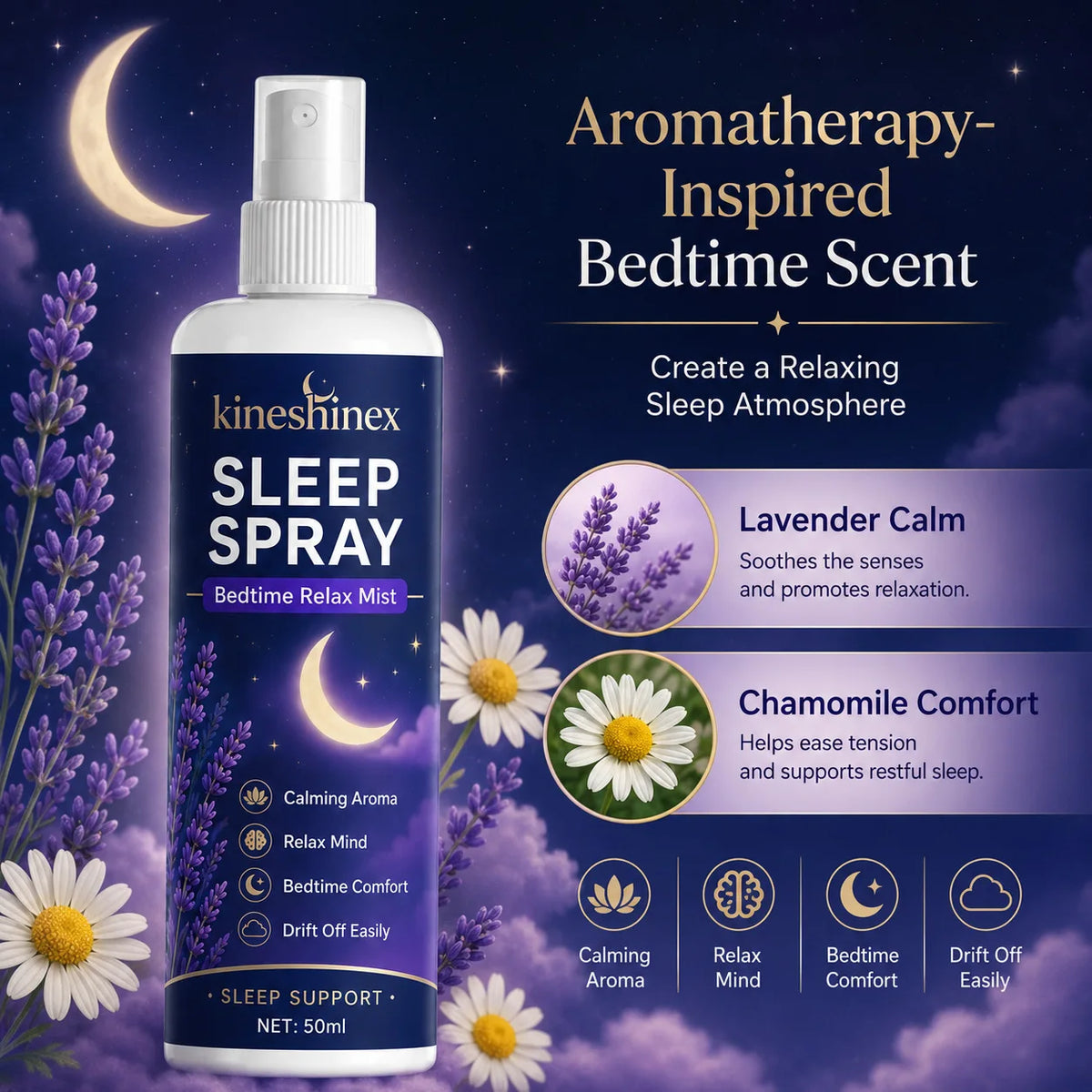 Sleep Spray Bedtime Relaxation Pillow & Room Mist Calming Aroma
