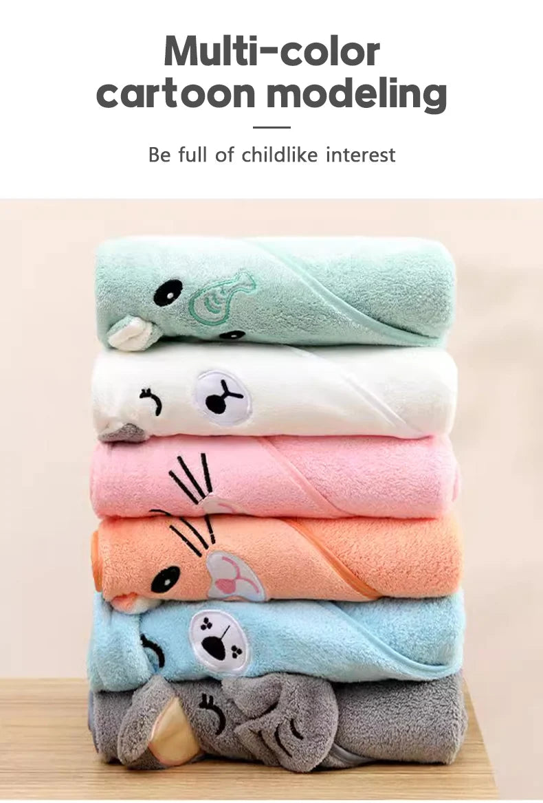 Baby Hooded Bath Towel Soft Absorbent Newborn Swaddle Wrap Blanket