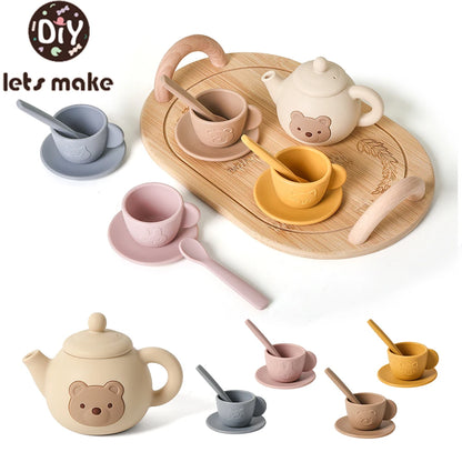 Wooden Tea Set for Kids Pretend Play Tea Party Role Playing Toy
