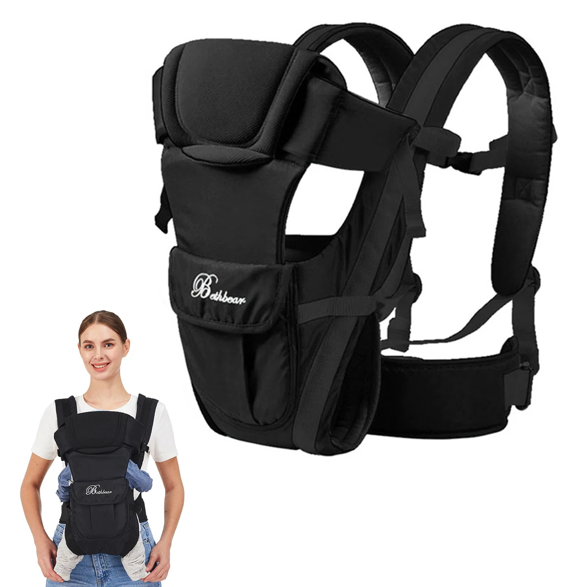 4-in-1 Baby Carrier Ergonomic Adjustable Sling Backpack Newborn Toddler