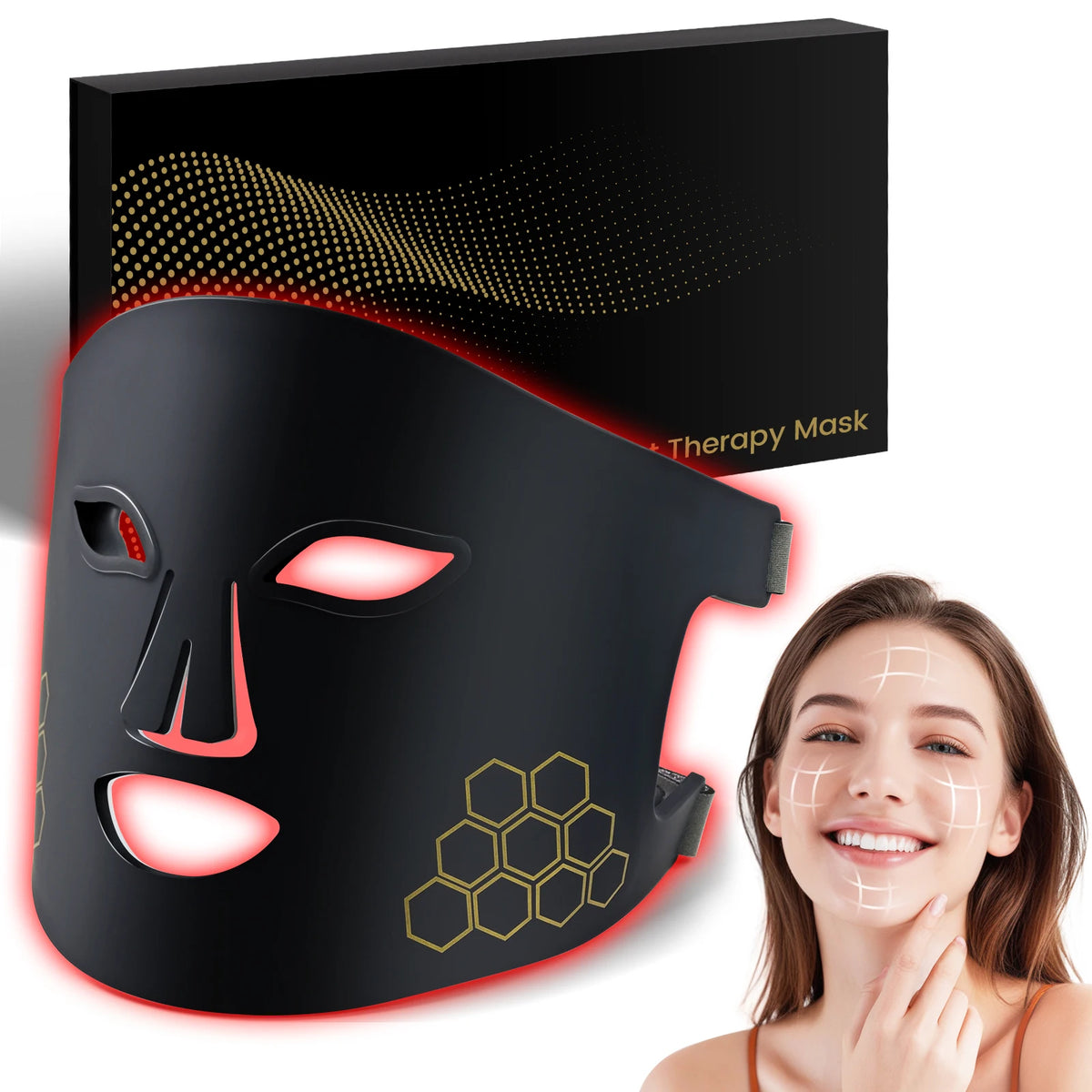 LED Face Mask Light Therapy Red Blue Infrared Facial Skin Care