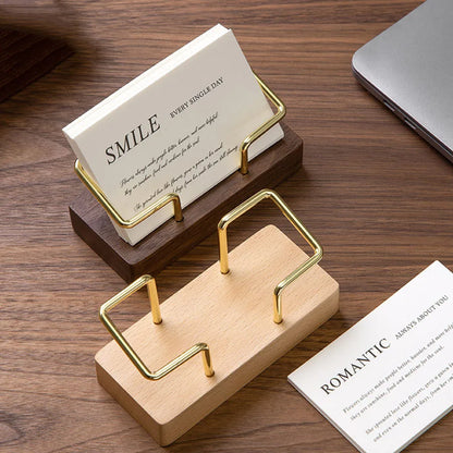 Wooden Business Card Holder Desk Organizer Office Display Stand