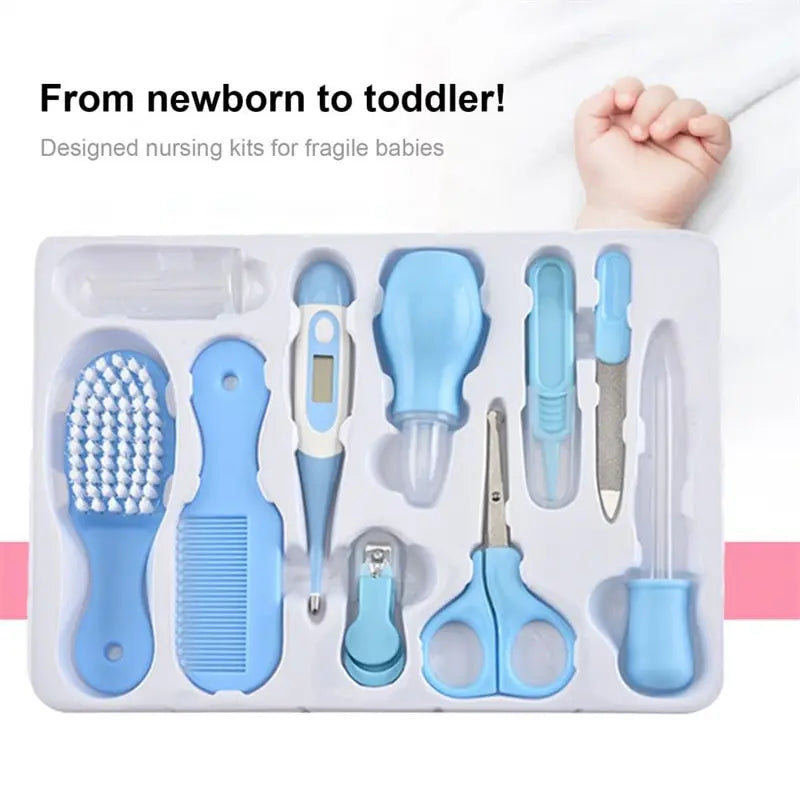10PCS Baby Grooming Kit Newborn Health Care Nail Hair Thermometer Set