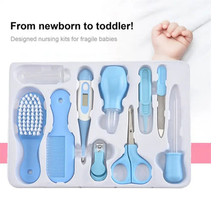 10PCS Baby Grooming Kit Newborn Health Care Nail Hair Thermometer Set