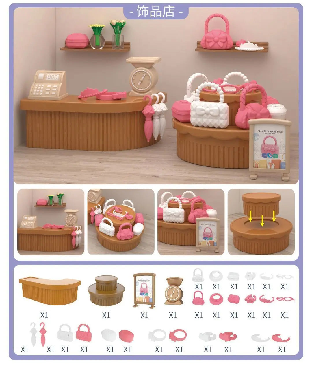 Mini Supermarket Dollhouse Toys Pretend Shopping Educational Play Set