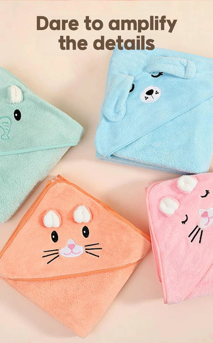 Baby Hooded Bath Towel Soft Absorbent Newborn Swaddle Wrap Blanket