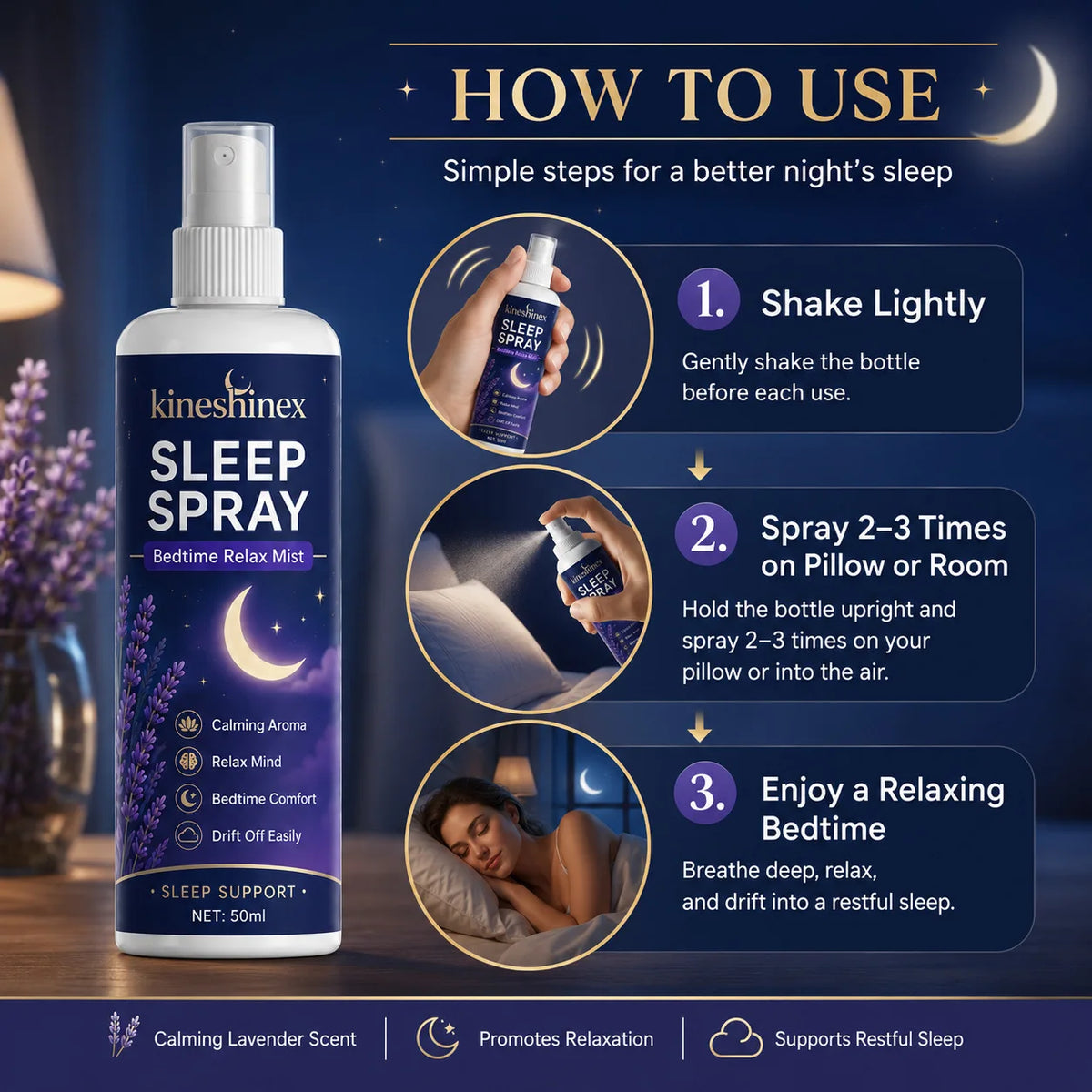 Sleep Spray Bedtime Relaxation Pillow & Room Mist Calming Aroma