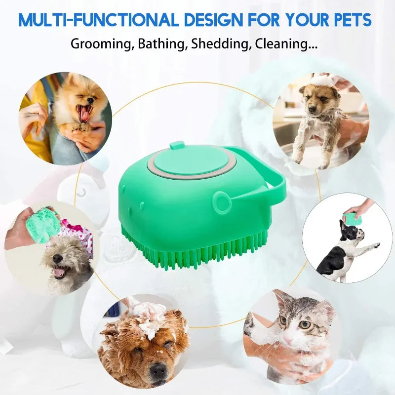 Dog Shampoo Brush Soft Silicone Bath Massager Grooming Brush for Cats