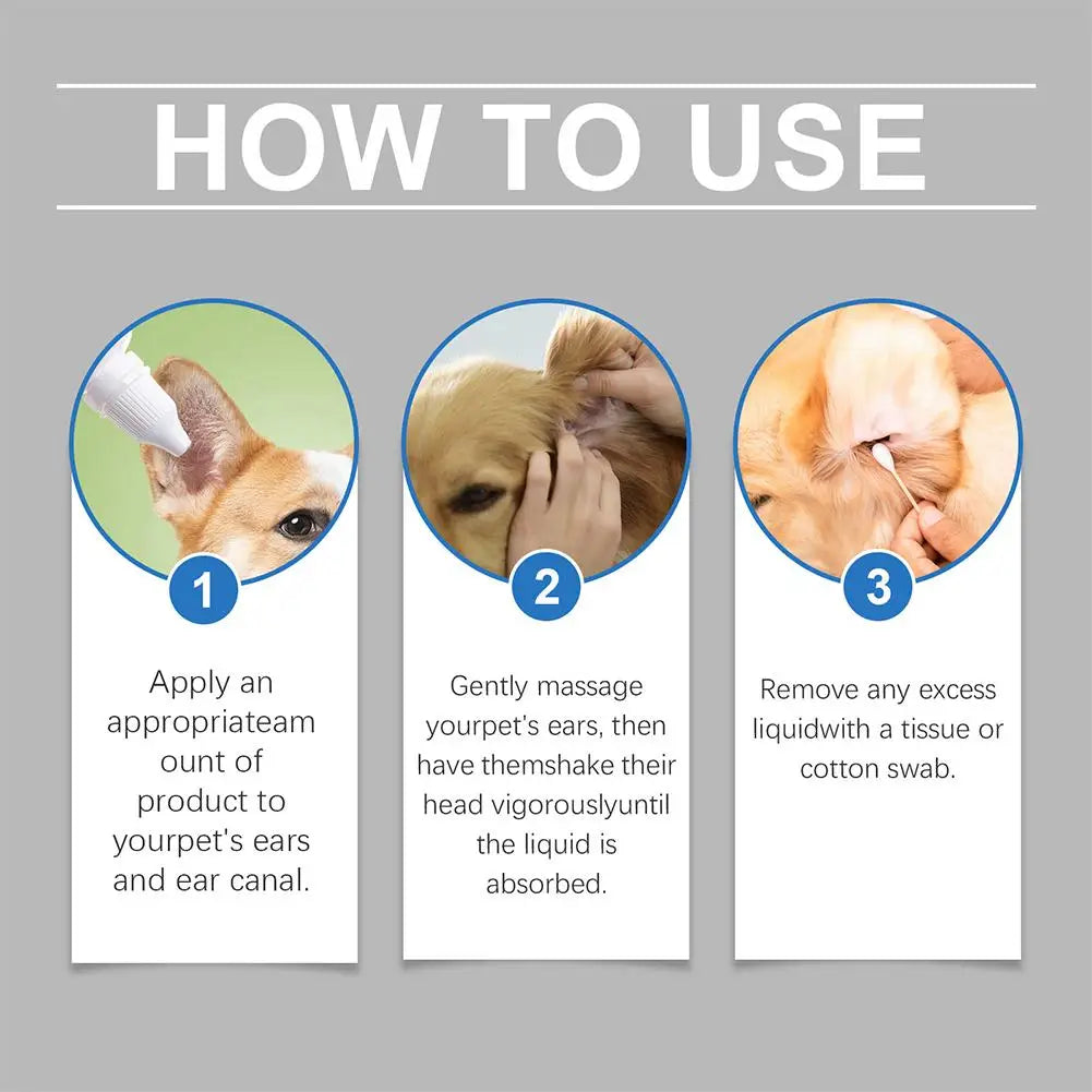 Pet Ear Cleaner Drops for Dogs & Cats Earwax Odor & Itch Care