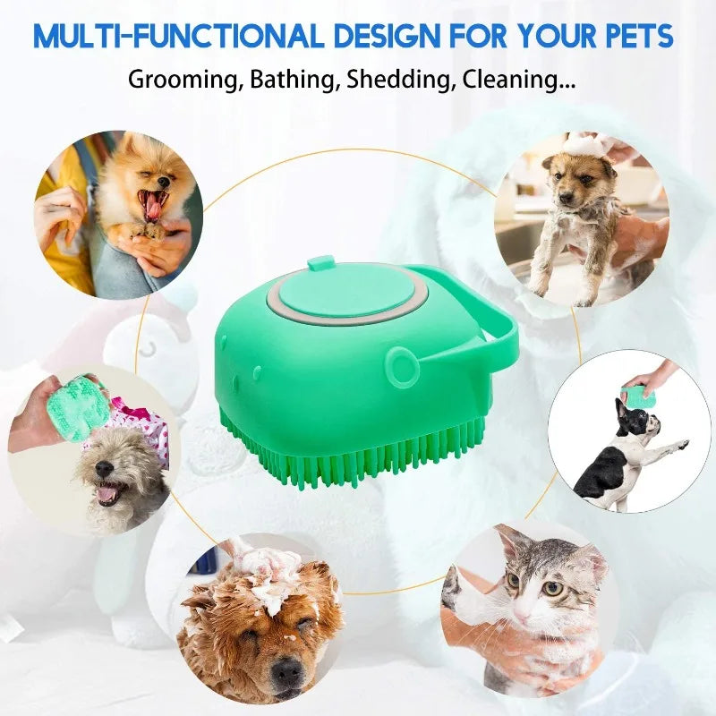 Dog Shampoo Brush Soft Silicone Bath Massager Grooming Brush for Cats