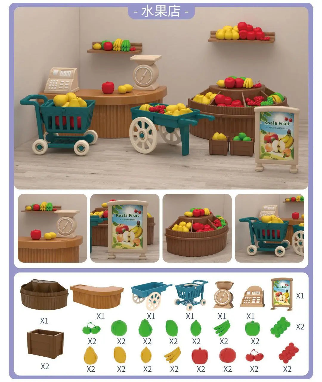 Mini Supermarket Dollhouse Toys Pretend Shopping Educational Play Set