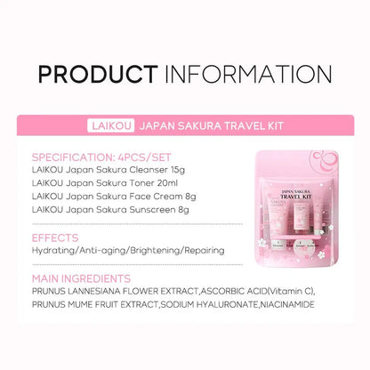 Sakura Skincare Set for Women Cleanser Serum Eye Cream Essence Gift Kit
