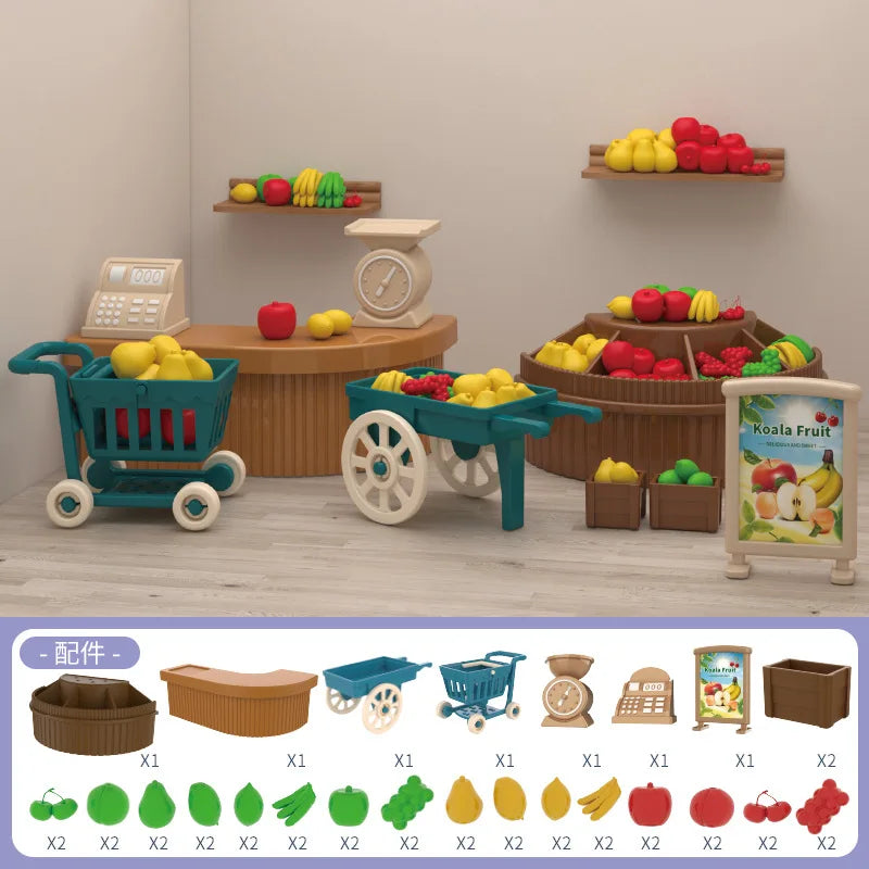 Mini Supermarket Dollhouse Toys Pretend Shopping Educational Play Set
