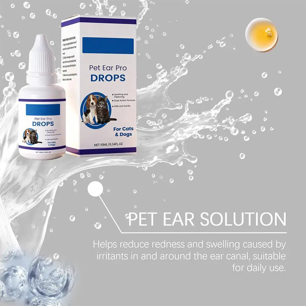 Pet Ear Cleaner Drops for Dogs & Cats Earwax Odor & Itch Care