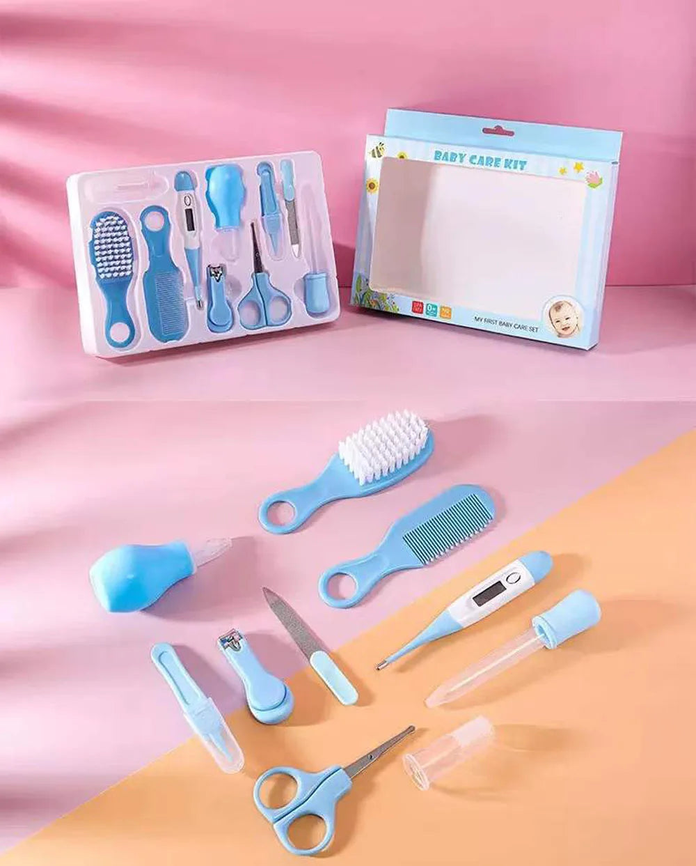 10PCS Baby Grooming Kit Newborn Health Care Nail Hair Thermometer Set