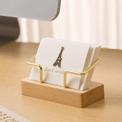 Wooden Business Card Holder Desk Organizer Office Display Stand