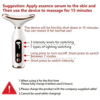 7 Color LED EMS Face & Neck Massager LCD Beauty Skin Care Device