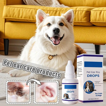 Pet Ear Cleaner Drops for Dogs & Cats Earwax Odor & Itch Care