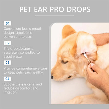 Pet Ear Cleaner Drops for Dogs & Cats Earwax Odor & Itch Care