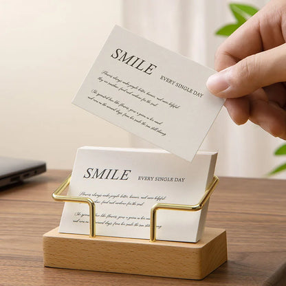 Wooden Business Card Holder Desk Organizer Office Display Stand