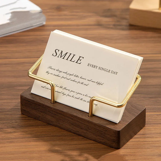 Wooden Business Card Holder Desk Organizer Office Display Stand