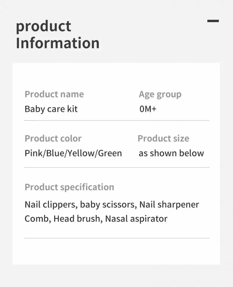 6PCS Baby Care Kit with Storage Bag Newborn Grooming Healthcare Set
