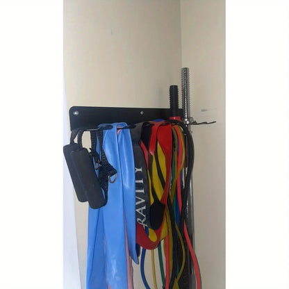 Wall Mounted Fitness Equipment Organizer Black Iron Home Gym Storage Rack