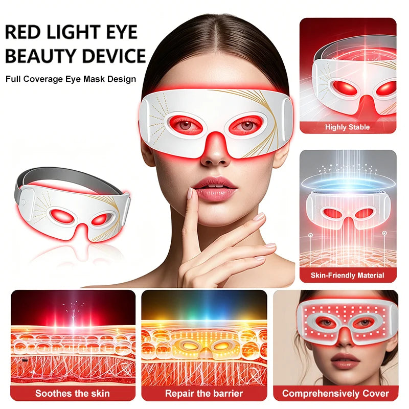 LED Eye Mask Red Light Therapy 3 Modes Under Eye Skin Care