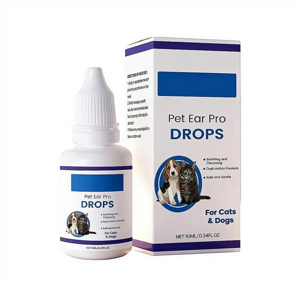 Pet Ear Cleaner Drops for Dogs & Cats Earwax Odor & Itch Care