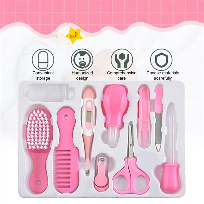 10PCS Baby Grooming Kit Newborn Health Care Nail Hair Thermometer Set