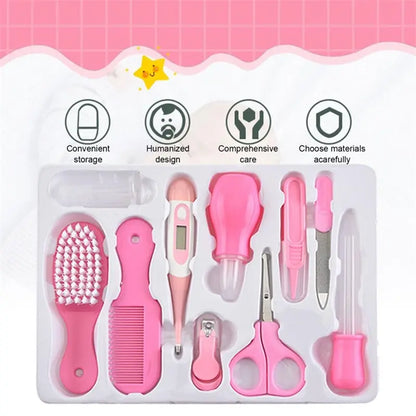10PCS Baby Grooming Kit Newborn Health Care Nail Hair Thermometer Set